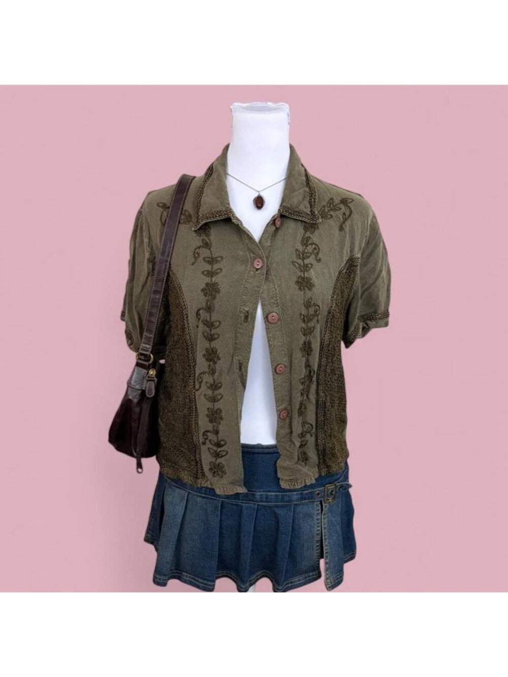 90s floral boho button up shirt